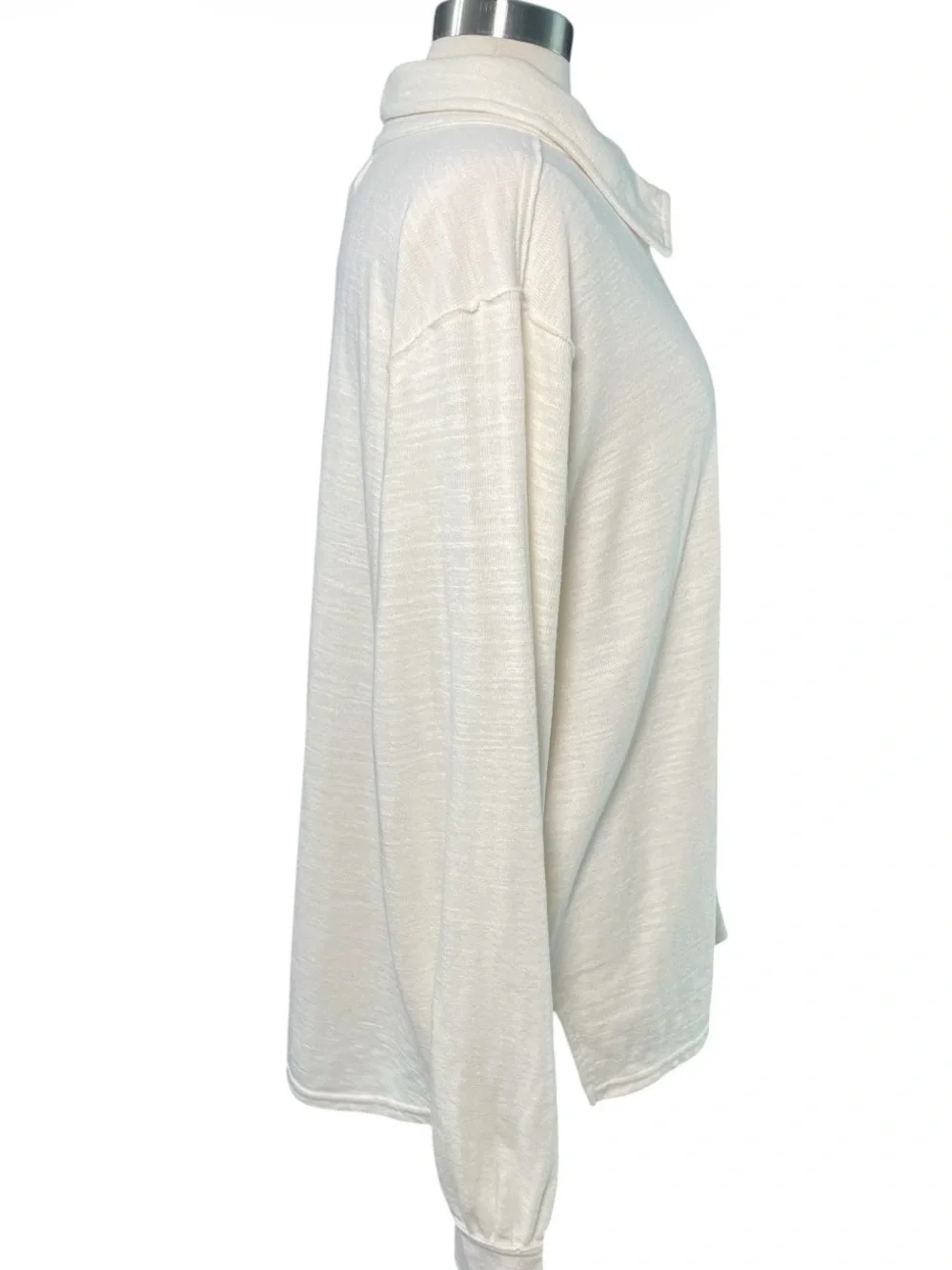 Cream Button-Front Collared Shirt Jacket - Picture 2 of 8